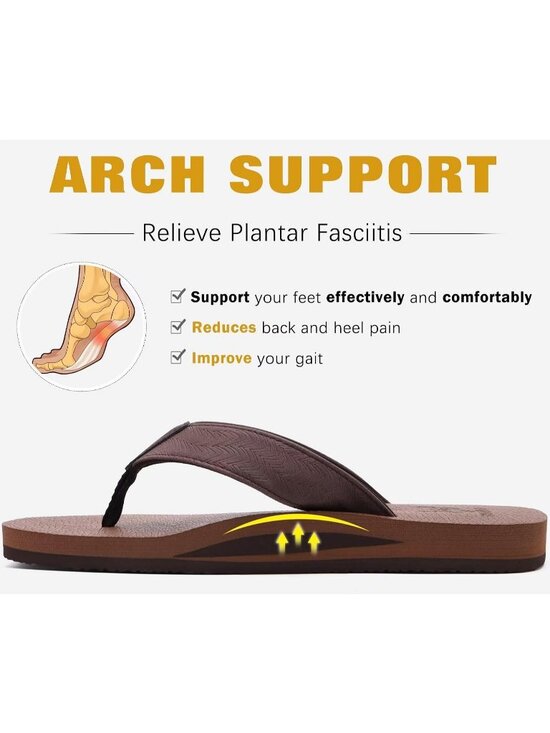 Men\'s Coffee Brown Yoga Mat Flip Flops Slip On Indoor Outdoor Sandal Slipper main image 6
